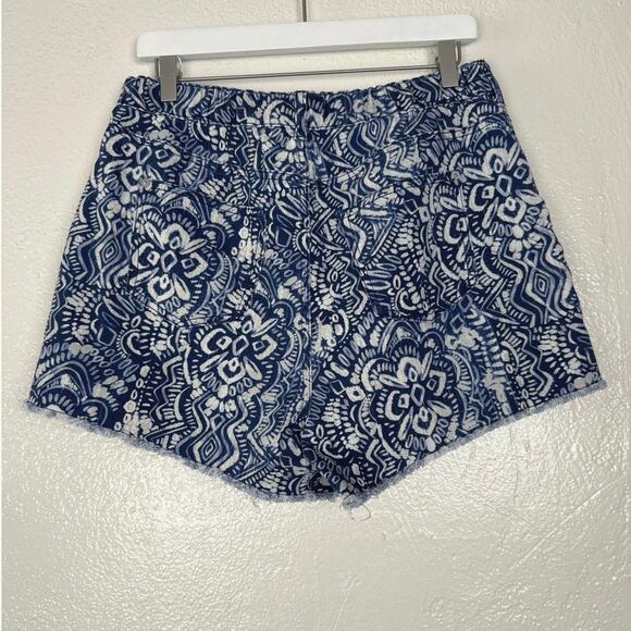 ANTHROPOLOGIE Pilcro The Striped Scrunchie Shorts Blue Motif M - Picture 5 of 7